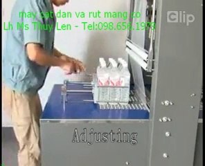 máy cắt dán màng co bán tự động, máy co màng lốc chai bán tự động LH: 0986561979