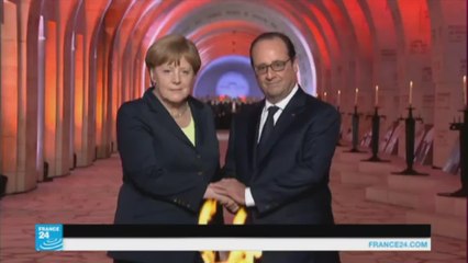 ميركل وهولاند يحييان ذكرى معركة فيردان خلال الحرب العالمية الأولى