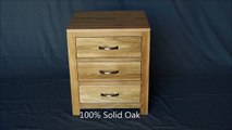 Nova 3 Drawer Oak Bedside Table