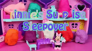 Minnie Mouse Peppa Pig SLEEPOVER Sofia the First Play Doh Surprise Eggs Disney Frozen Elsa Mermaids