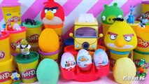 Angry birds Play Doh Kinder Surprise Eggs! - Peppa pig surprise egg Planes 2