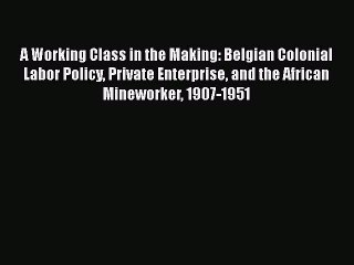 Read A Working Class in the Making: Belgian Colonial Labor Policy Private Enterprise and the