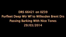 DRS 66421 on 0Z39 Purfleet Deep Wtr Wf (Flt) to Willesden Brent Drs Passing Barlong 29/03/2014