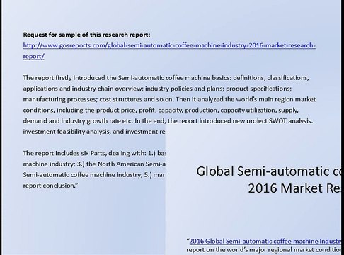 Global Semi-automatic coffee machine Industry 2016 Market Research Report