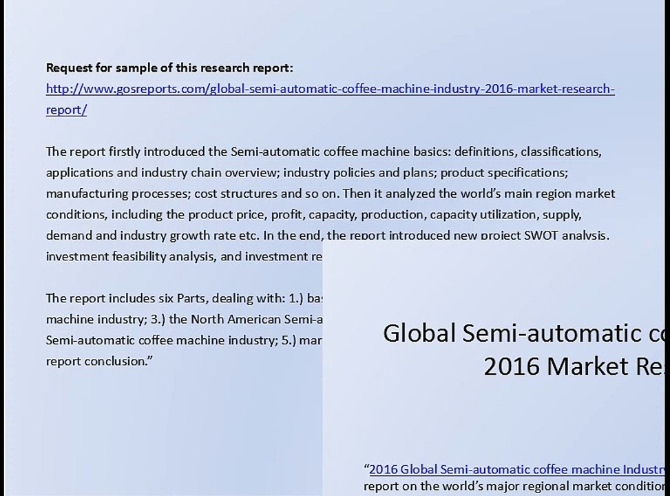 Global Semi-automatic coffee machine Industry 2016 Market Research Report