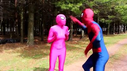 Frozen Elsa Becomes SpiderElsa! W- Spiderman, Pink Spidergirl, Joker, Catwoman _ Batman -)