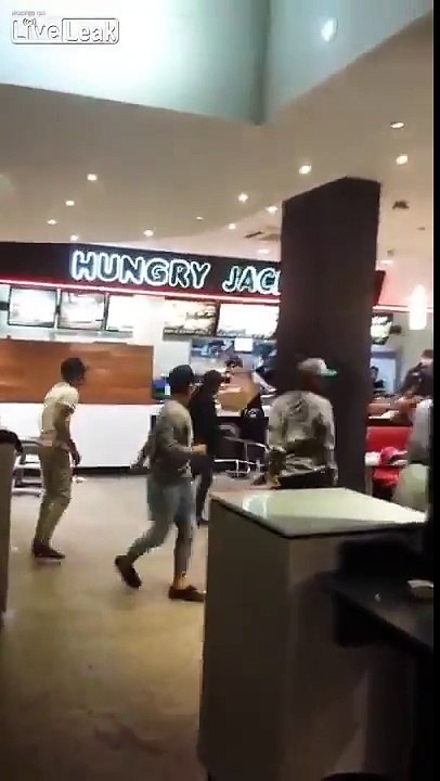 LiveLeak   Brawl Inside Australian Fast Food Outlet Hungry Jacks