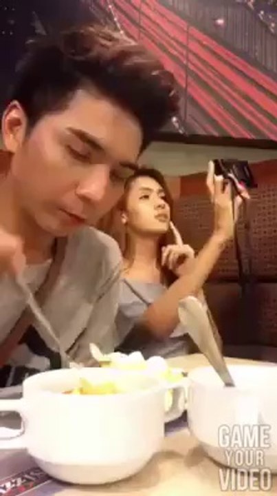 funny hot girl with her boyfriend