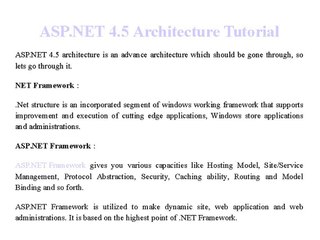 Architecture of ASP.NET 4.5