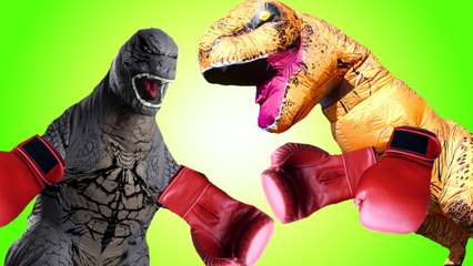 Spiderman's T-Rex Vs Joker's Godzilla FIGHT! Funny Superhero in Real Life Movie (720p)