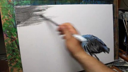 Painting a heron in oil over acrylic W/JCorona