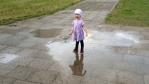 Peppa pig likes jumping in muddy puddles