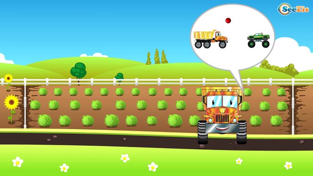 ✔ Le camion monstre, Camion, Pelleteuse. Voitures pour bébés / Dessins animés sur les autos ✔