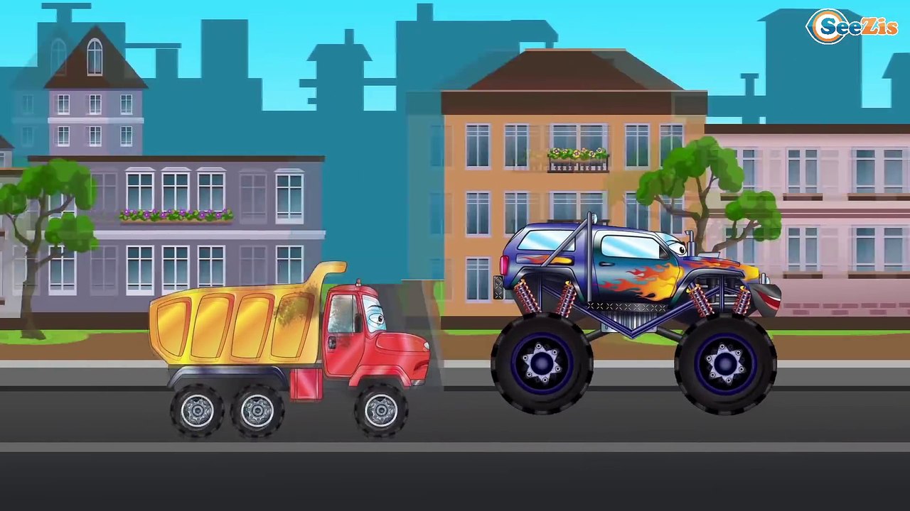 Мультики про машинки. Грузовик и Гоночные Машины. Гонка с препятствиями. Веселые машинки