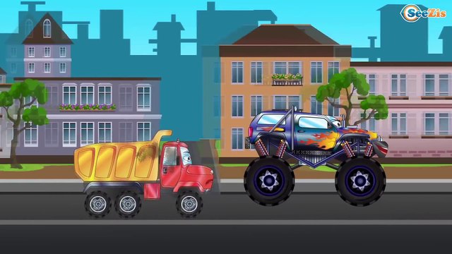 Мультики про машинки. Грузовик и Гоночные Машины. Гонка с препятствиями. Веселые машинки