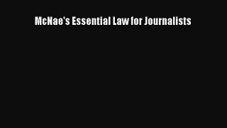 Read McNae's Essential Law for Journalists Ebook Free
