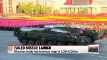 North Korea's fourth Musudan missile launch ends in failure