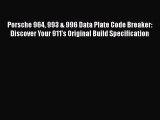 PDF Porsche 964 993 & 996 Data Plate Code Breaker: Discover Your 911's Original Build Specification