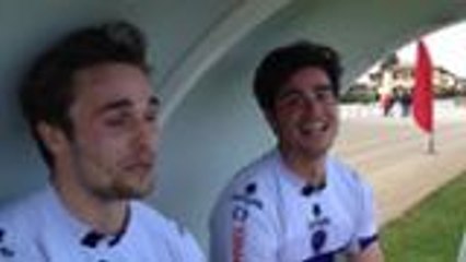 Maxime Wieprecht et Quentin Pilet, joueurs du SA XV, après la victoire contre Lavaur