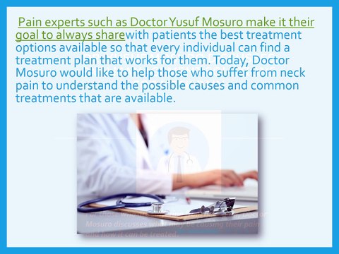 Dr. Yusuf Mosuro Discusses Pain Management Solutions for Neck Pain