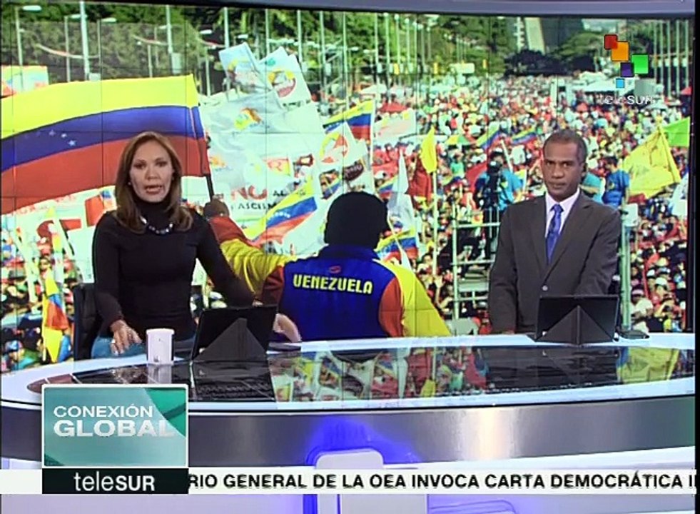 Transportistas venezolanos marchan en defensa de la democracia