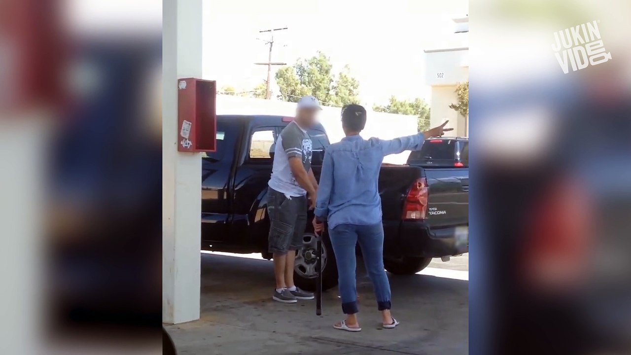Woman Smashes Truck With Pipe Gas Station Meltdown