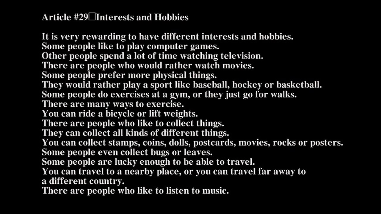 Interests and Hobbies