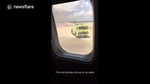 Plane tyre catches fire at Tampa airport in Florida, USA