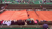 Tennis match stopped due to heavy rain at French Open