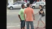 Blind man teasing public with stick very Funny: