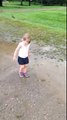 Running and splashing in puddles is the most fun