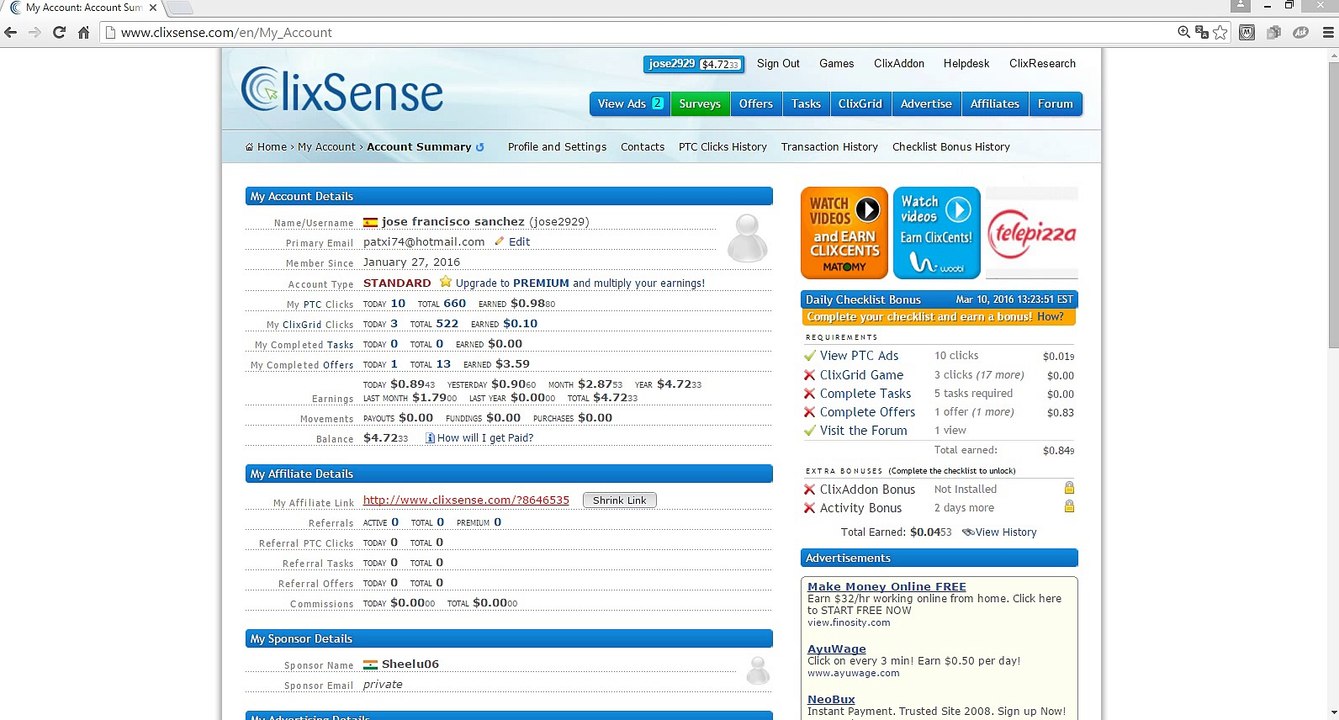 CLIXSENSE GANA DINERO  CON LA MEJOR PTC DEL MOMENTO