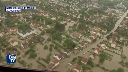 Descargar video: Intempéries: le centre-ville de Nemours totalement inondé vu du ciel