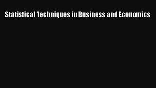 READbookStatistical Techniques in Business and EconomicsFREEBOOOKONLINE