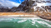 (OLD VERSION) Surfing in the Arctic Ocean - Lofoten Islands, Norway - DJI Phantom 4
