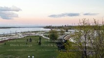 View of the city park strelka in Yaroslavl located along the Volga river embankment day to night