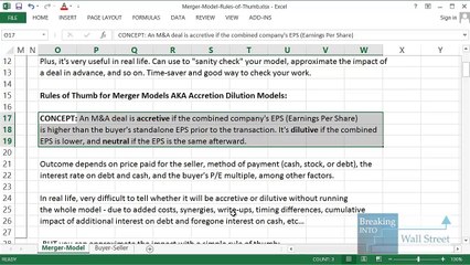 Accretion Dilution - Rules of Thumb for Merger Models