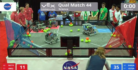 VEX Worlds 2016 - VRC High School - Science - Qual 44 (19771 6862) 90 vs 233 (5482A 1575A)