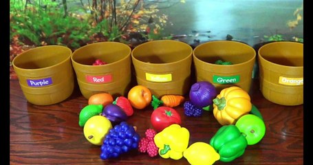 LEARN COLORS, Fruits & Veggies with Sorting Fruits and Vegetables Color Toy Basket Set!