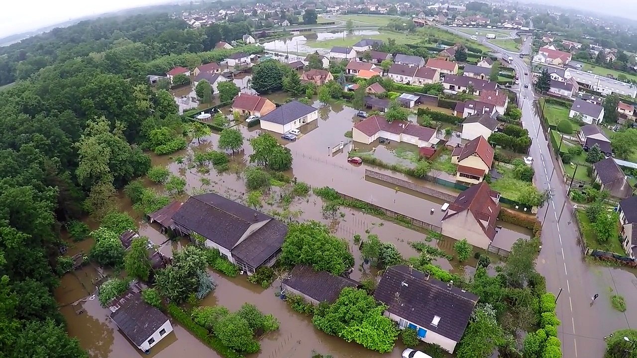 Inondations à Montargis vues du ciel