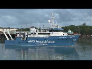 Boat Solander 9423463 AIMS Research Vessel departs Darwin