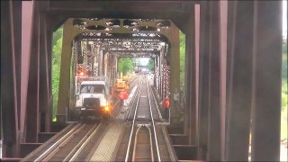 REAR VIEW - Amtrak's Empire Builder - Crossing Bridges from Vancouver WA to Portland OR