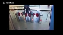 Man tries to jump Tube ticket barrier but fails and knocks his teeth out