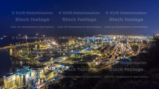 Panoramic view of the container port in Barcelona timelapse, Spain