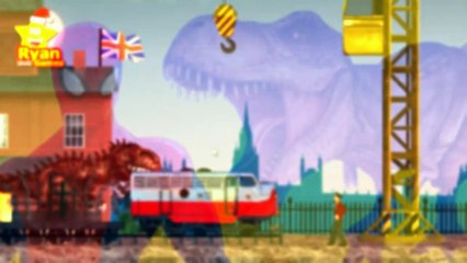 Dinosaur T-rex catching cars, Finger Family Nursery Rhymes | London REX Gameplay