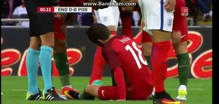 Horror Foul on Rafa Silva - England 0-0 Portugal - 02-06-2016