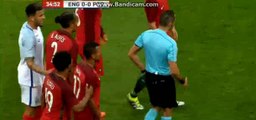 Bruno Alves Kung Fu Foul on Harry Kane RED CARD- England 0-0 Portugal - 02-06-2016