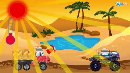 Мультики про машинки. Монстр Трак, Грузовик и Строительная техника. Приключения в пустыне