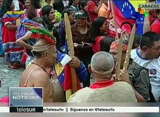 Indígenas venezolanos se manifiestan en defensa de la soberanía