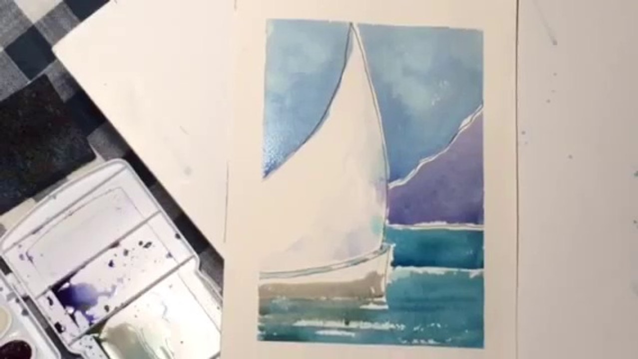 Watercolor Seascape How To Painting- - by Chris Petri